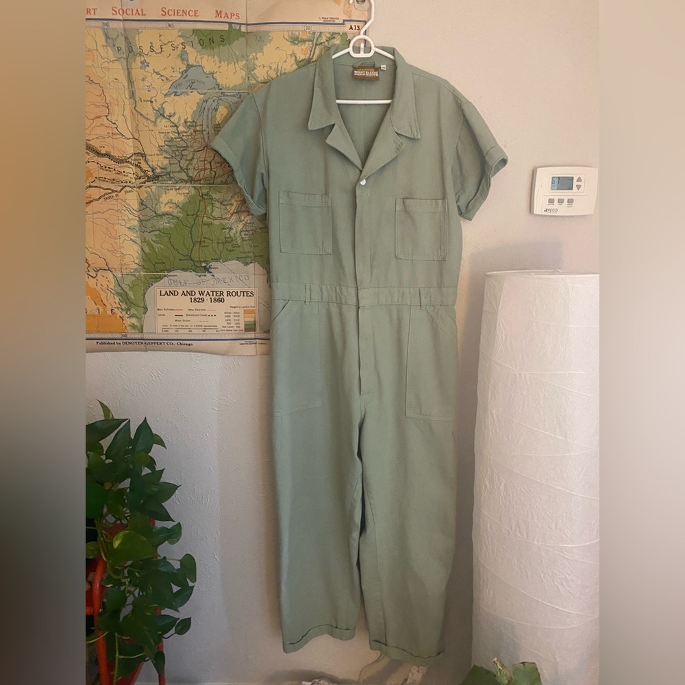 Big Bud Press Green Utility Jumpsuit Collared Neckline size 1XL plus size 18